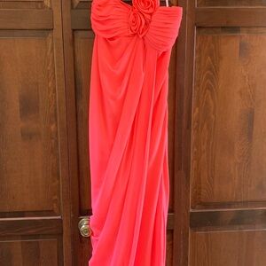 XSCAPE One Shoulder Salmon Pink Long Prom Dress Size 6